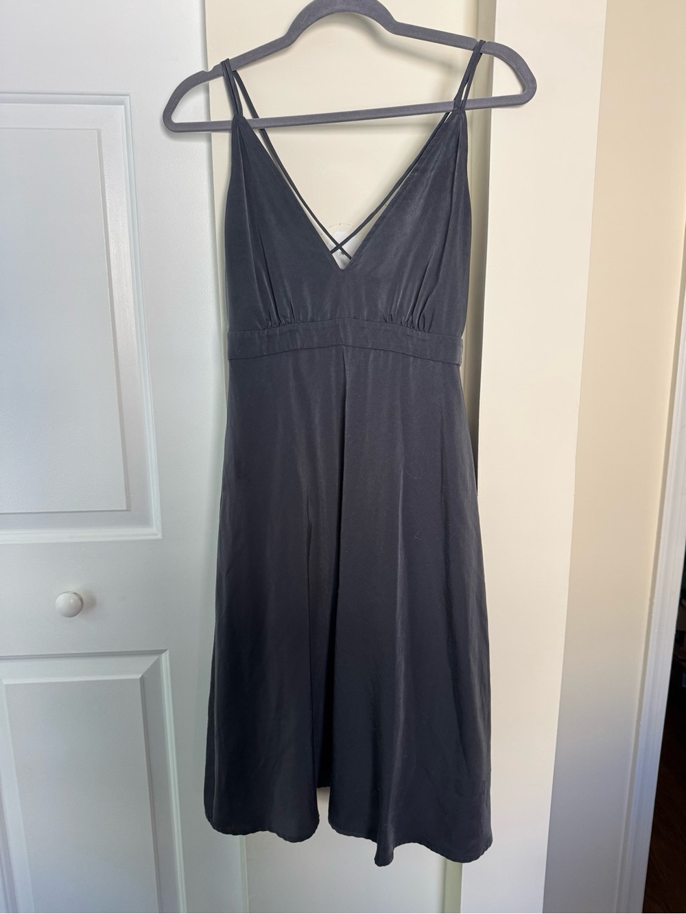 Lulu's Satin V-Neck Sexy Strappy Midi Slip Dress